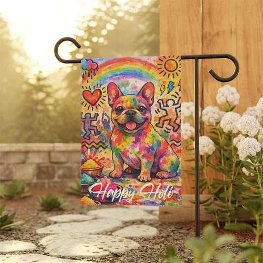 Fawn Frenchie Happy Holi Yard Flag