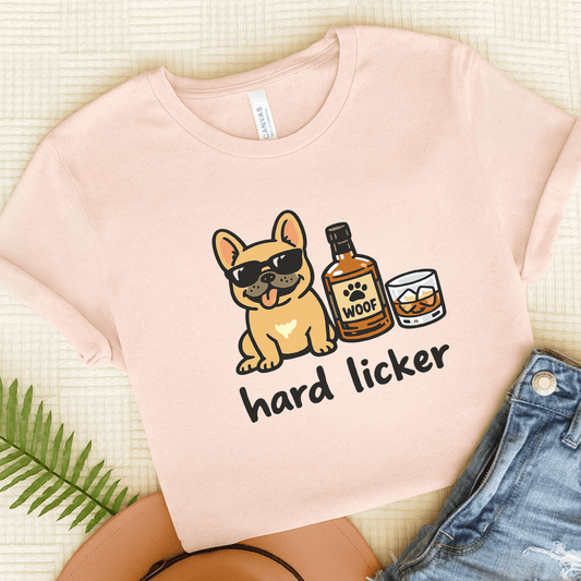 Fawn Frenchie Hard Licker Drinking Unisex TShirt Soft Pink