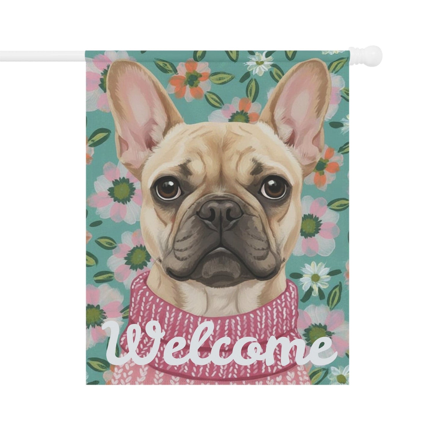 Fawn Frenchie Spring Flowers Garden Yard Flag