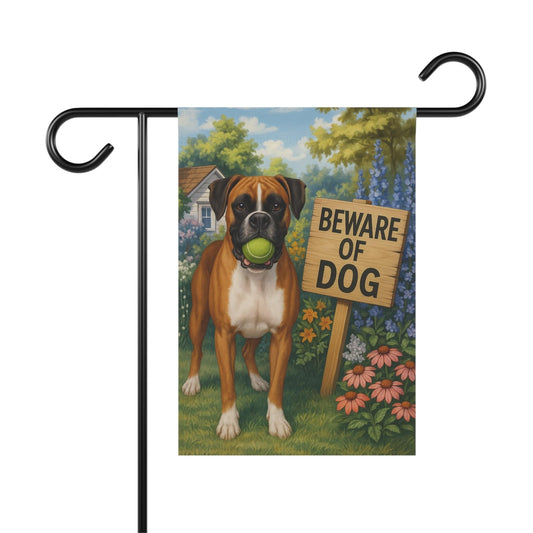 Flashy Fawn Boxer Funny Beware Garden Flag