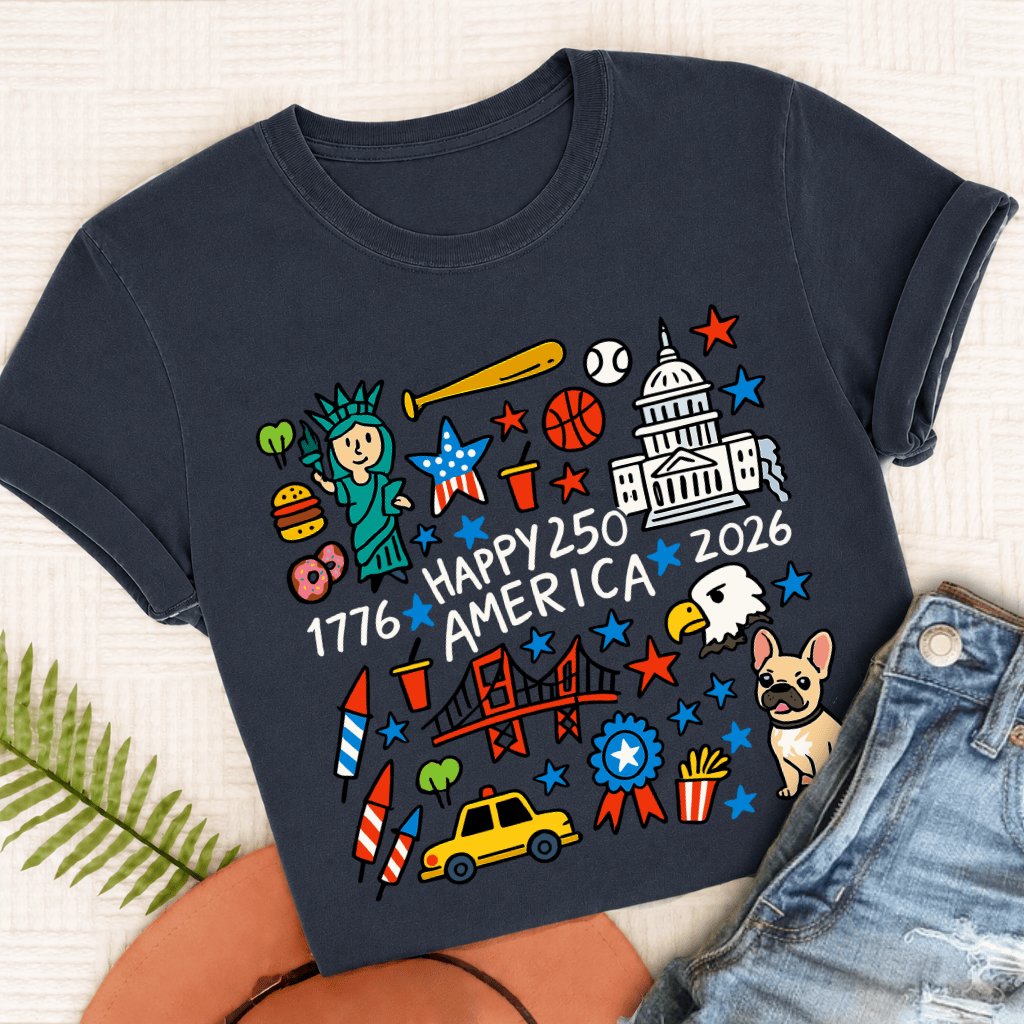 French Bulldog America 250th Anniversary Unisex TShirt True Navy