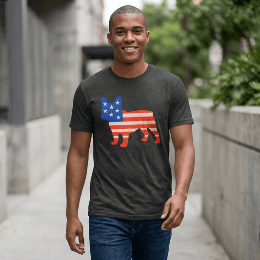 French Bulldog American Flag Silhouette TShirt
