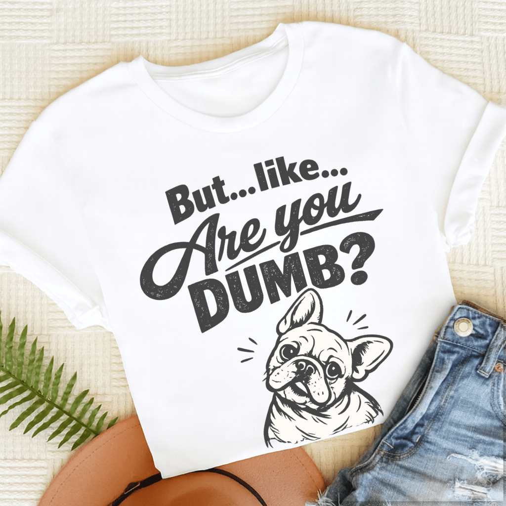 French Bulldog Are You Dumb Unisex TShirt White