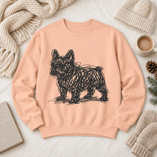 French Bulldog Artist Line Art Unisex Sweatshirt Peachy