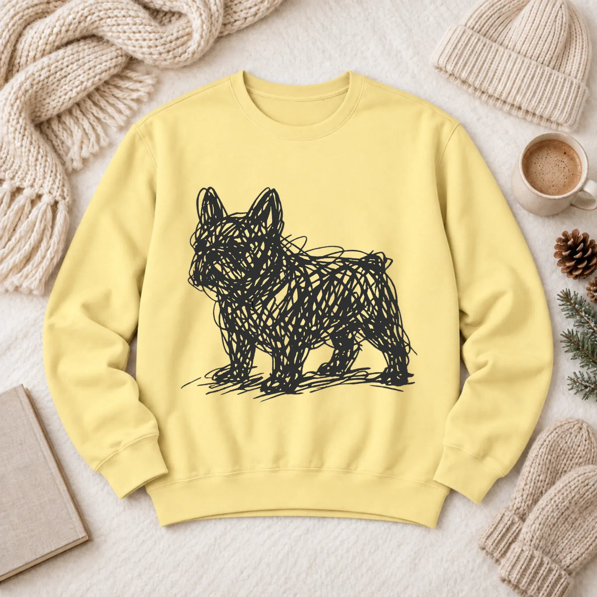French Bulldog Artist Line Art Unisex Sweatshirt Butter