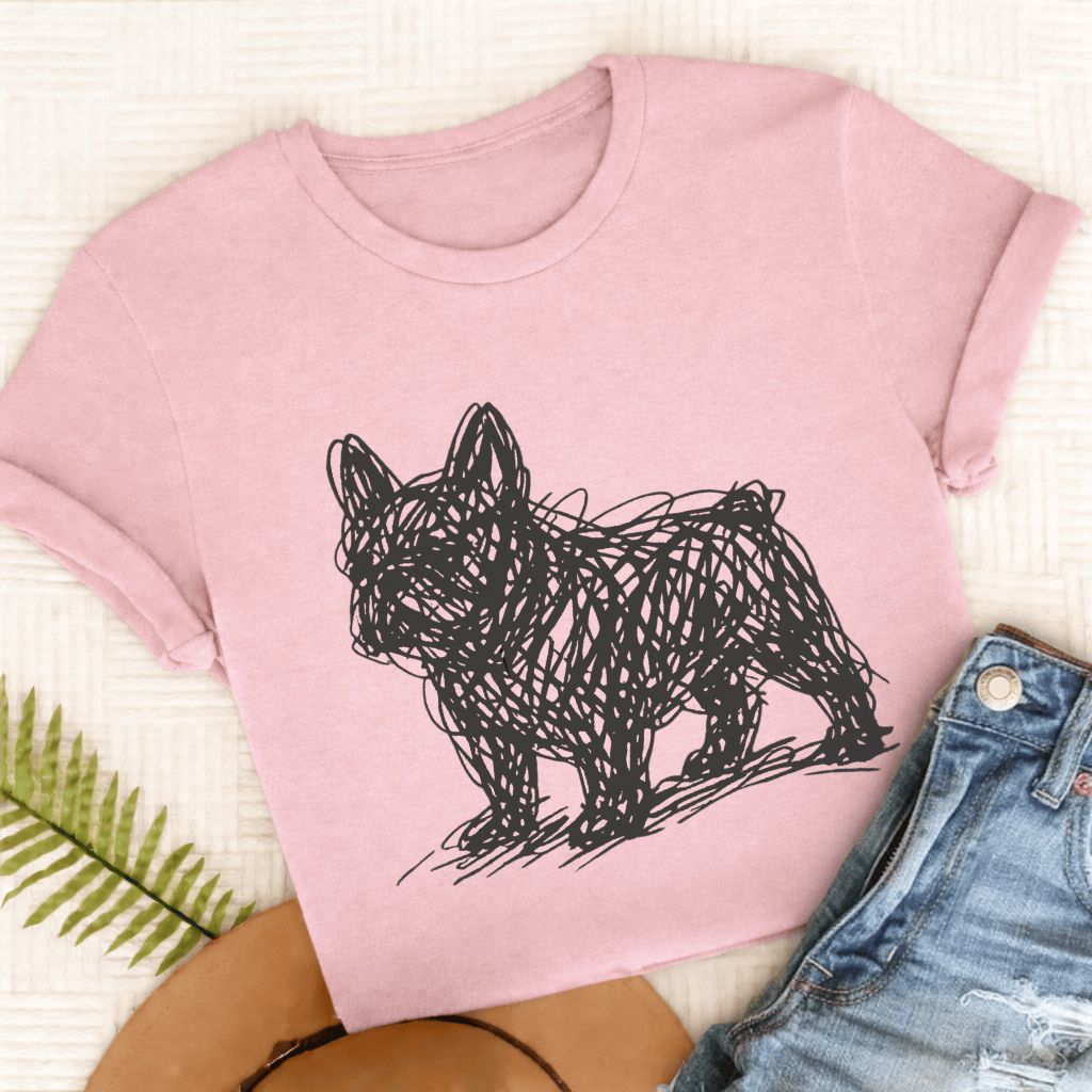 French Bulldog Artist Line Art Unisex TShirt Blossom