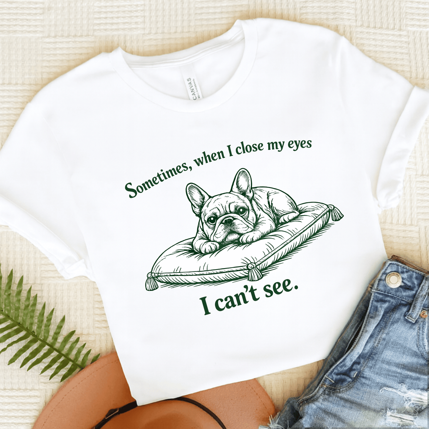 French Bulldog Can't Sleep Funny Unisex TShirt White