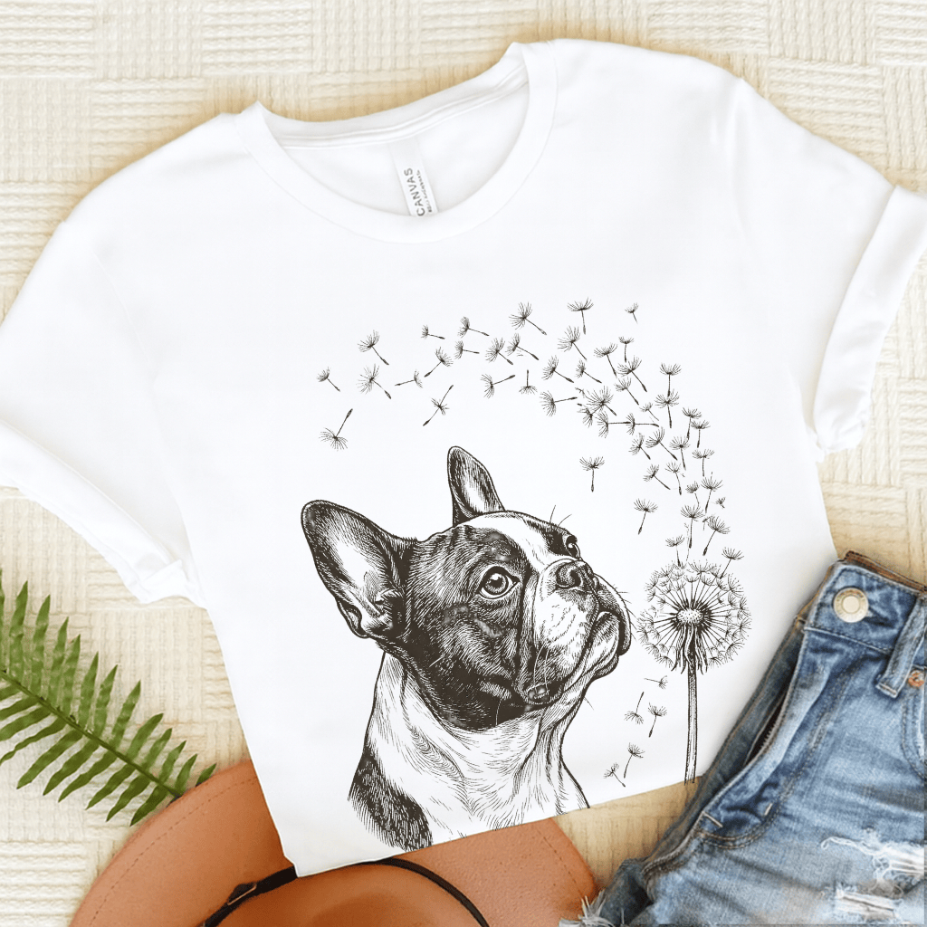 French Bulldog Dandelion Gardening Unisex TShirt White