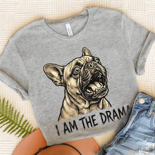 Fawn French Bulldog Dramatic Unisex TShirt Athletic Heather