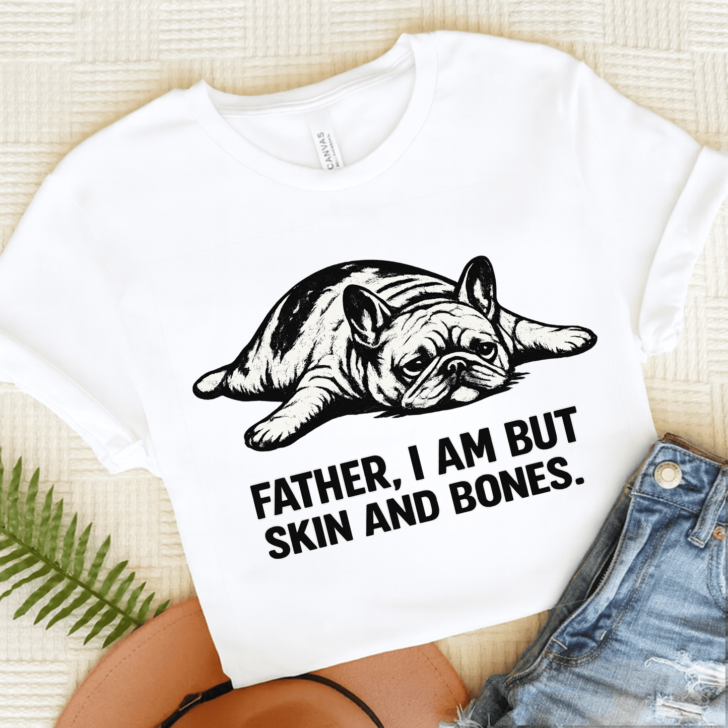 French Bulldog Father Funny Skin Bones Unisex Tshirt White L