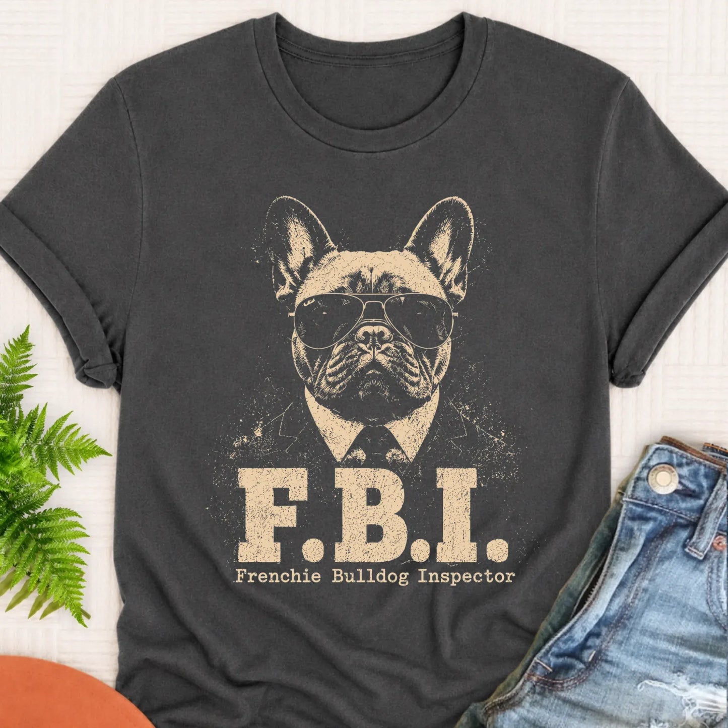 T-Shirt Pepper / S French Bulldog FBI Funny Unisex Tshirt