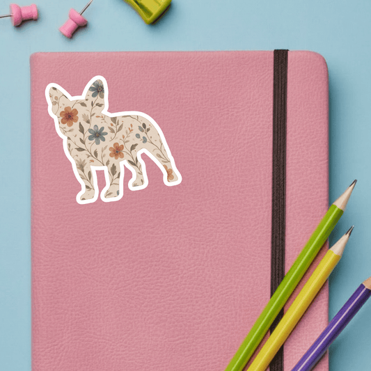 French Bulldog Floral Sillhouette Sticker
