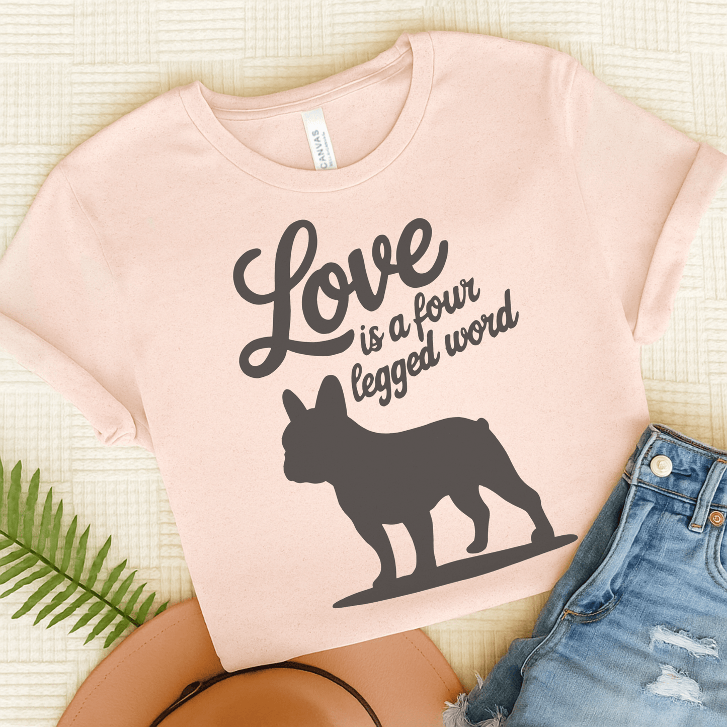 Printify T-Shirt Soft Pink / S French Bulldog Four Legged Word TShirt