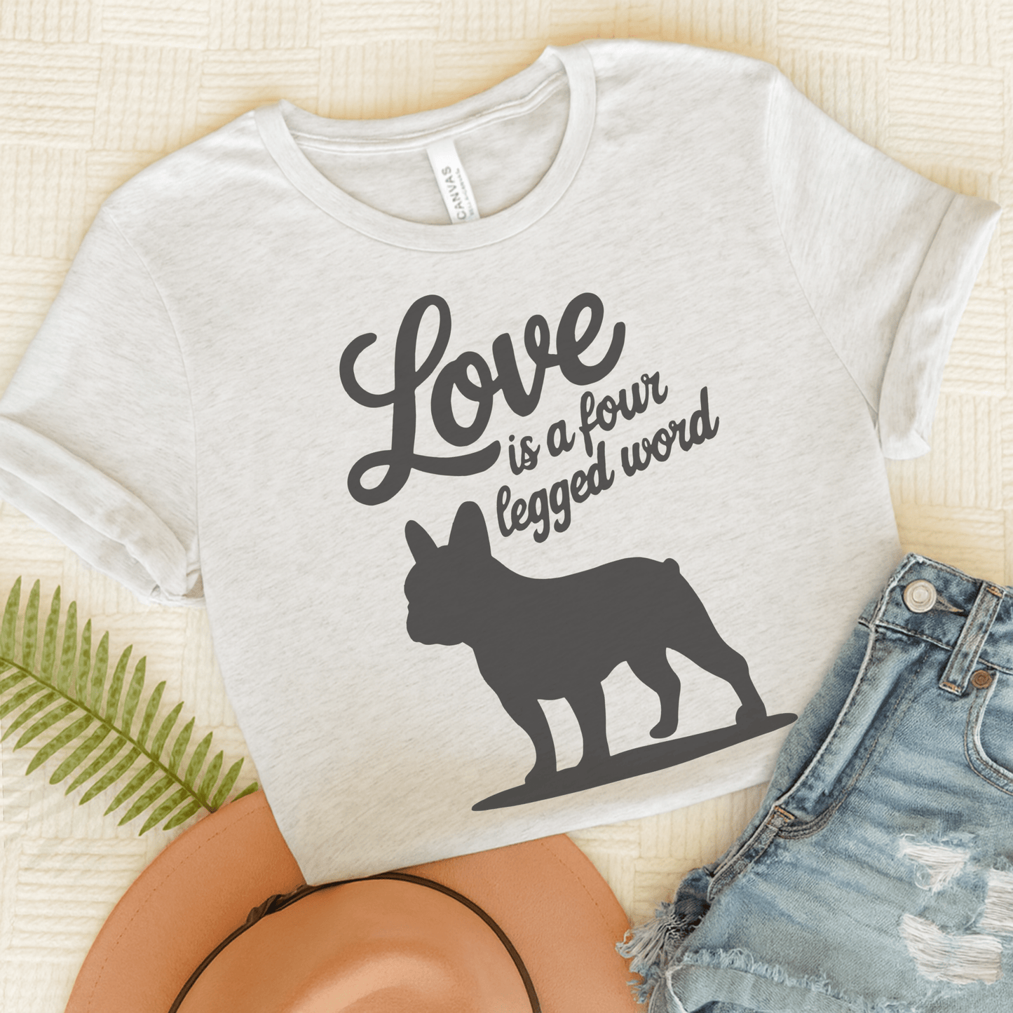 Printify T-Shirt Ash / S French Bulldog Four Legged Word TShirt