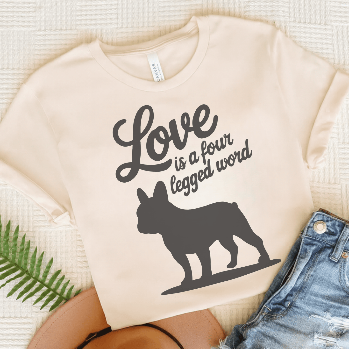 Printify T-Shirt Natural / S French Bulldog Four Legged Word TShirt