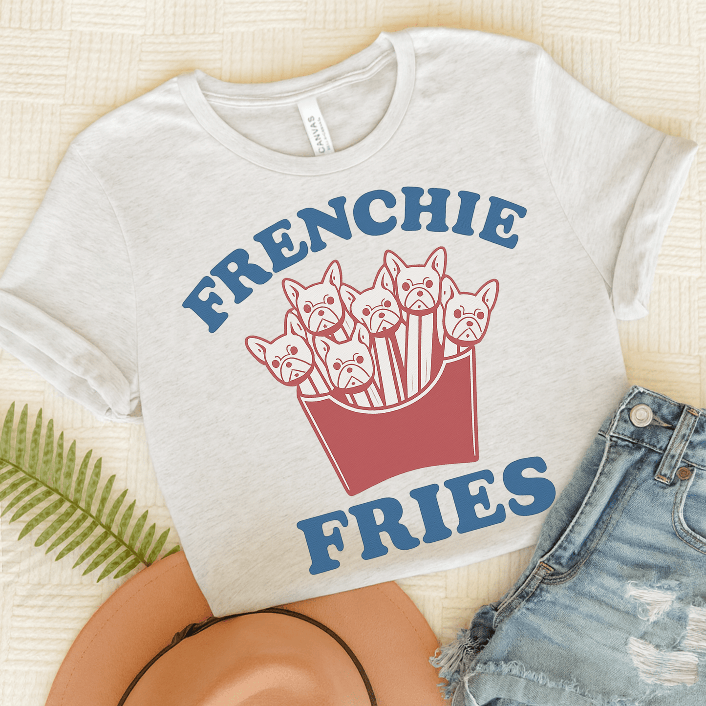 Printify T-Shirt Ash / S French Bulldog Frenchie Fries TShirt