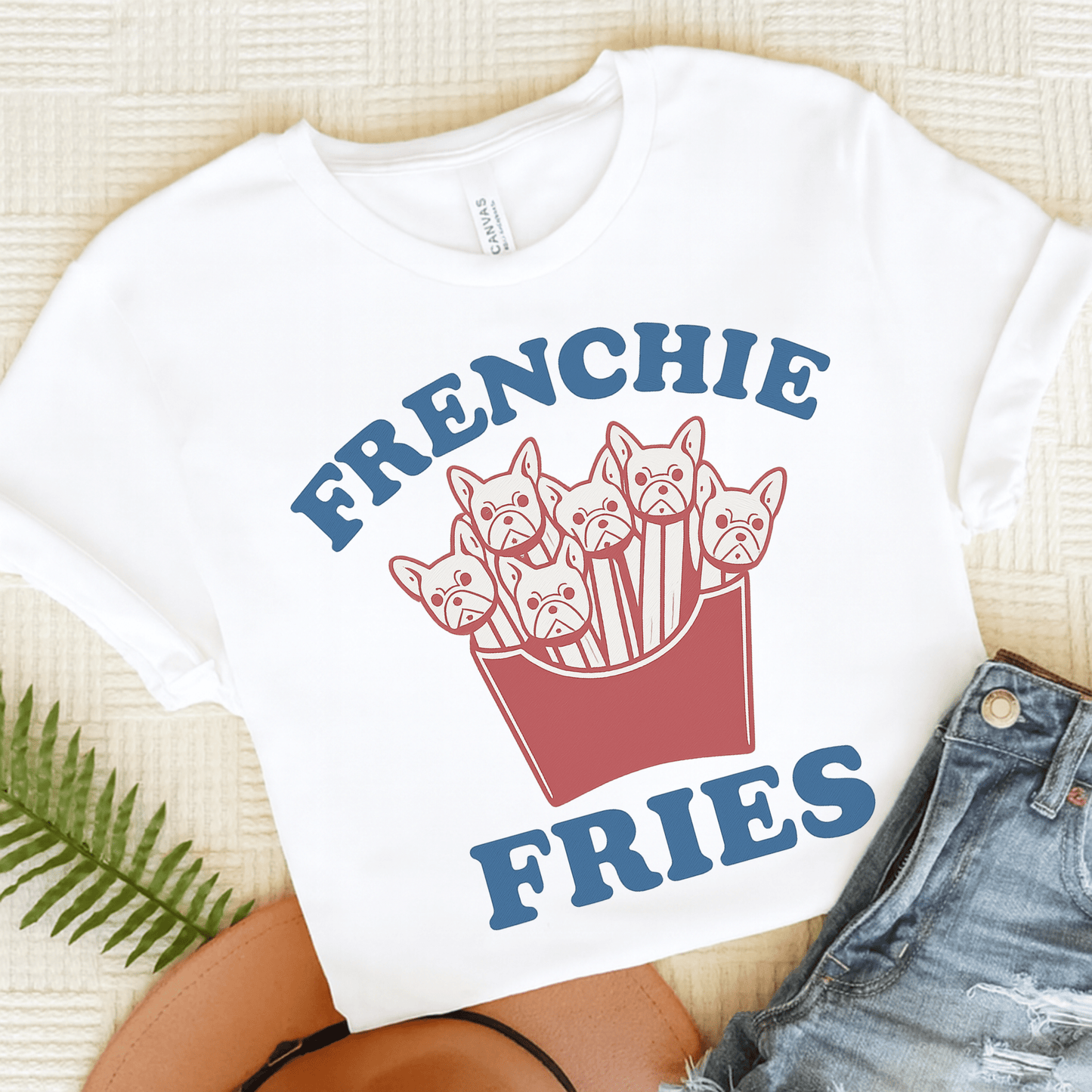 Printify T-Shirt White / S French Bulldog Frenchie Fries TShirt