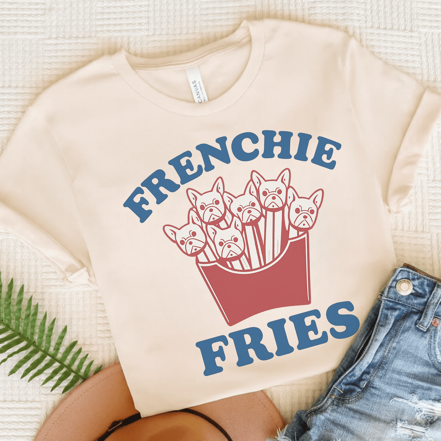 Printify T-Shirt Natural / S French Bulldog Frenchie Fries TShirt