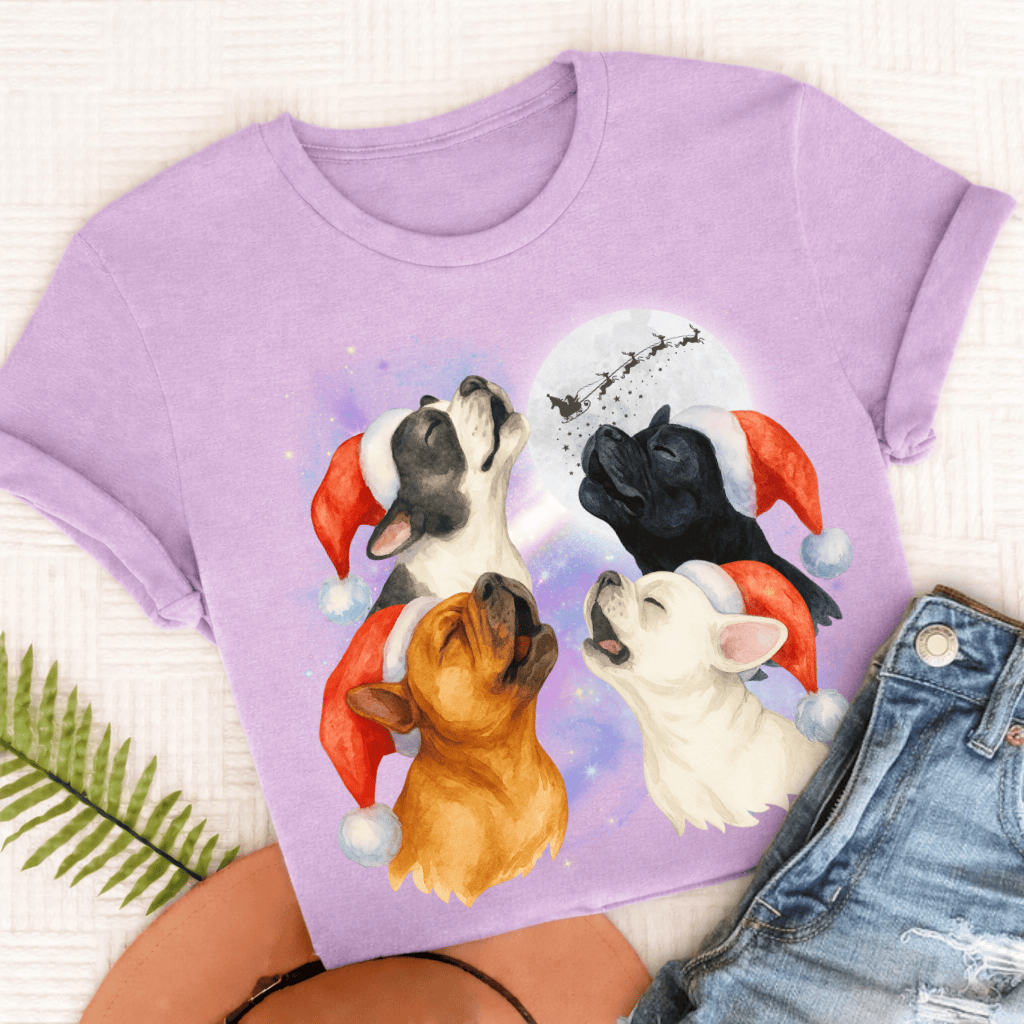 French Bulldog Funny Christmas Howliday Unisex TShirt Orchid