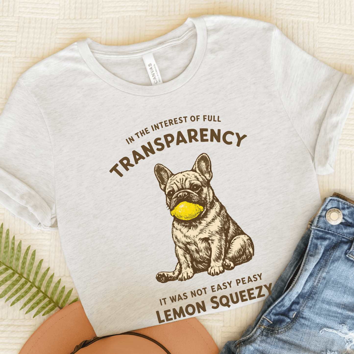 French Bulldog Funny Lemon Squeezy Unisex TShirt Ash