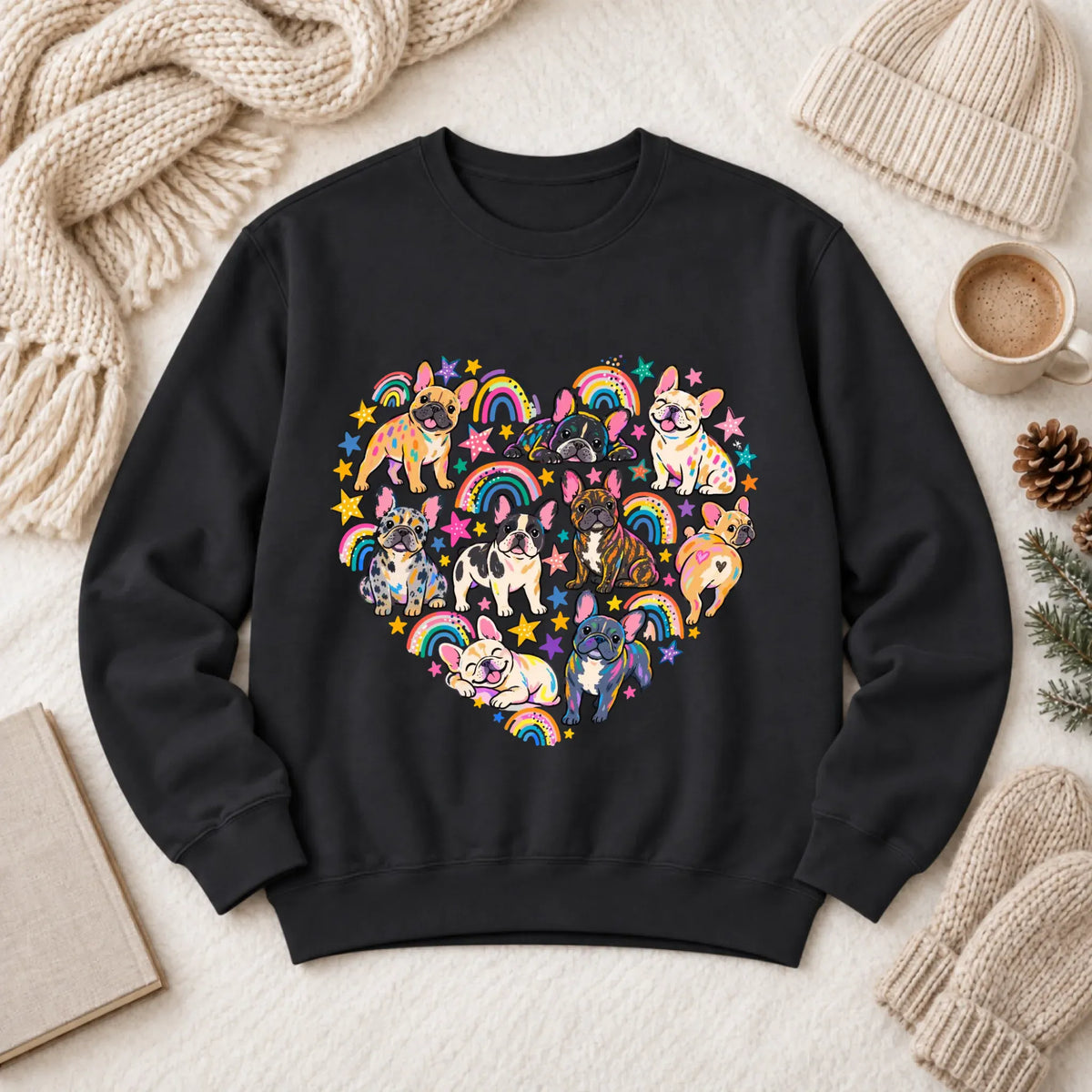 French Bulldog Heart Artist Love Unisex Sweatshirt Black