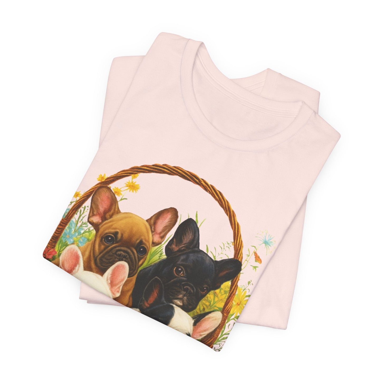 Printify T-Shirt French Bulldog Puppy Basket TShirt