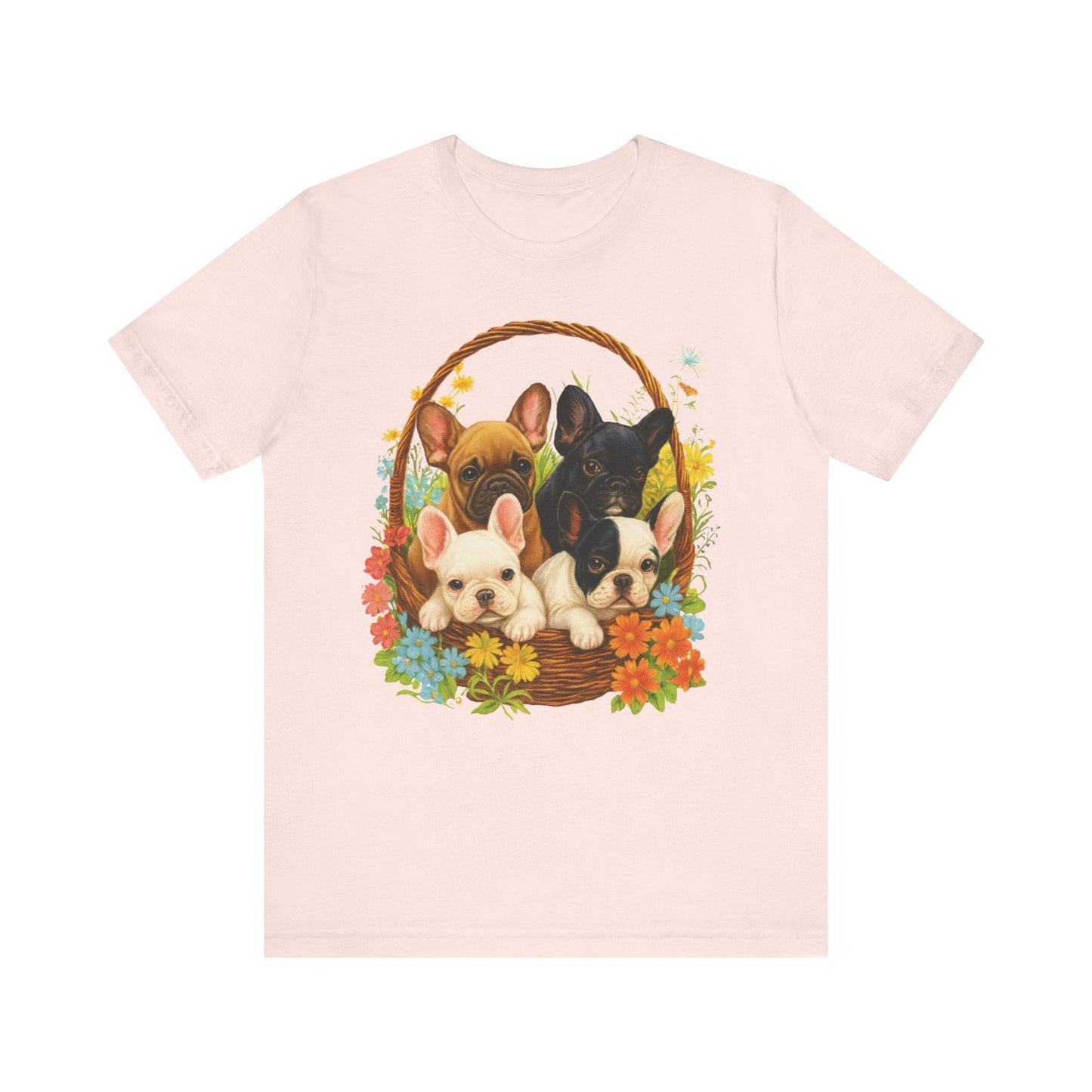 Printify T-Shirt French Bulldog Puppy Basket TShirt
