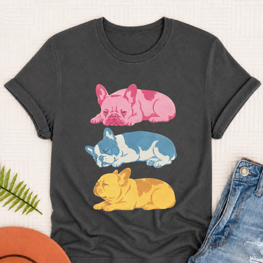 French Bulldog Retro Risoprint Style Unisex TShirt Pepper