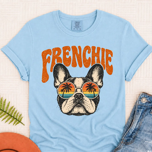 French Bulldog Summer Hippie Unisex Tshirt Chambray