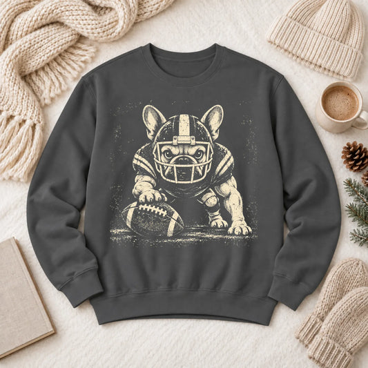 Frenchie Bulldog Football Grunge Unisex Sweatshirt Pepper