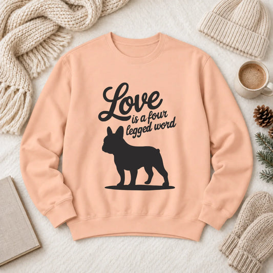 Frenchie Bulldog Four Legged Love Unisex Sweatshirt Peachy