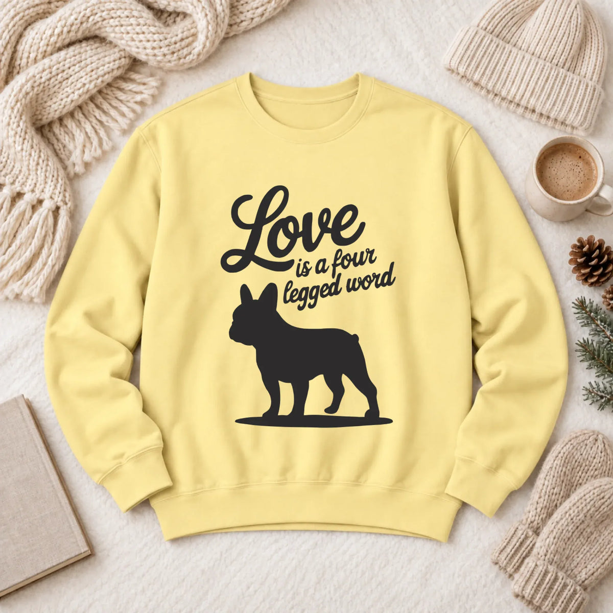 Frenchie Bulldog Four Legged Love Unisex Sweatshirt Butter
