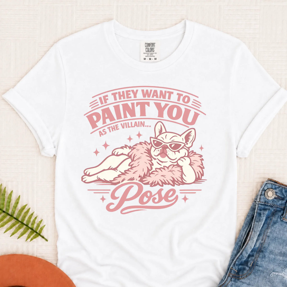 Frenchie Bulldog Funny Villain Unisex TShirt White