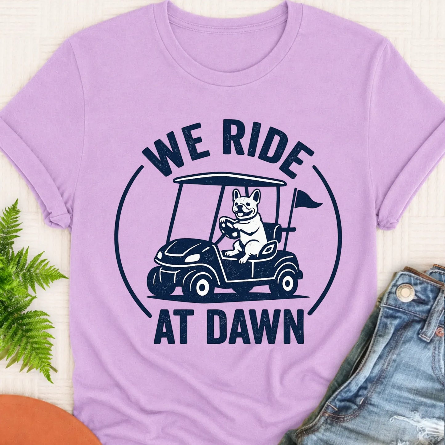 T-Shirt Orchid / S Frenchie Bulldog Golf Cart Unisex TShirt