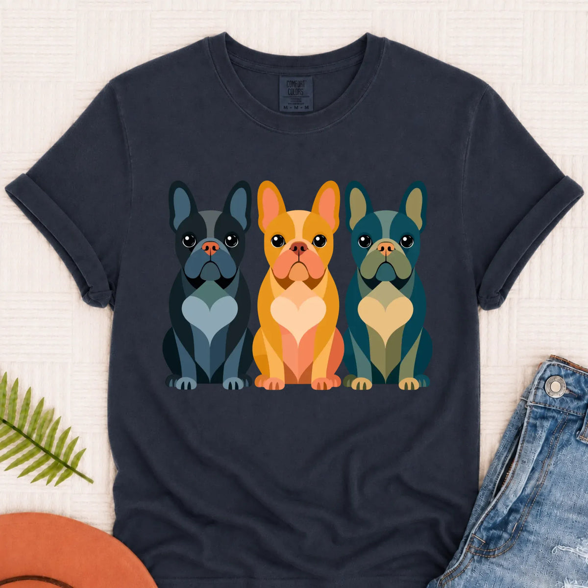Frenchie Bulldog Little Hearts Unisex TShirt Pepper 3XL