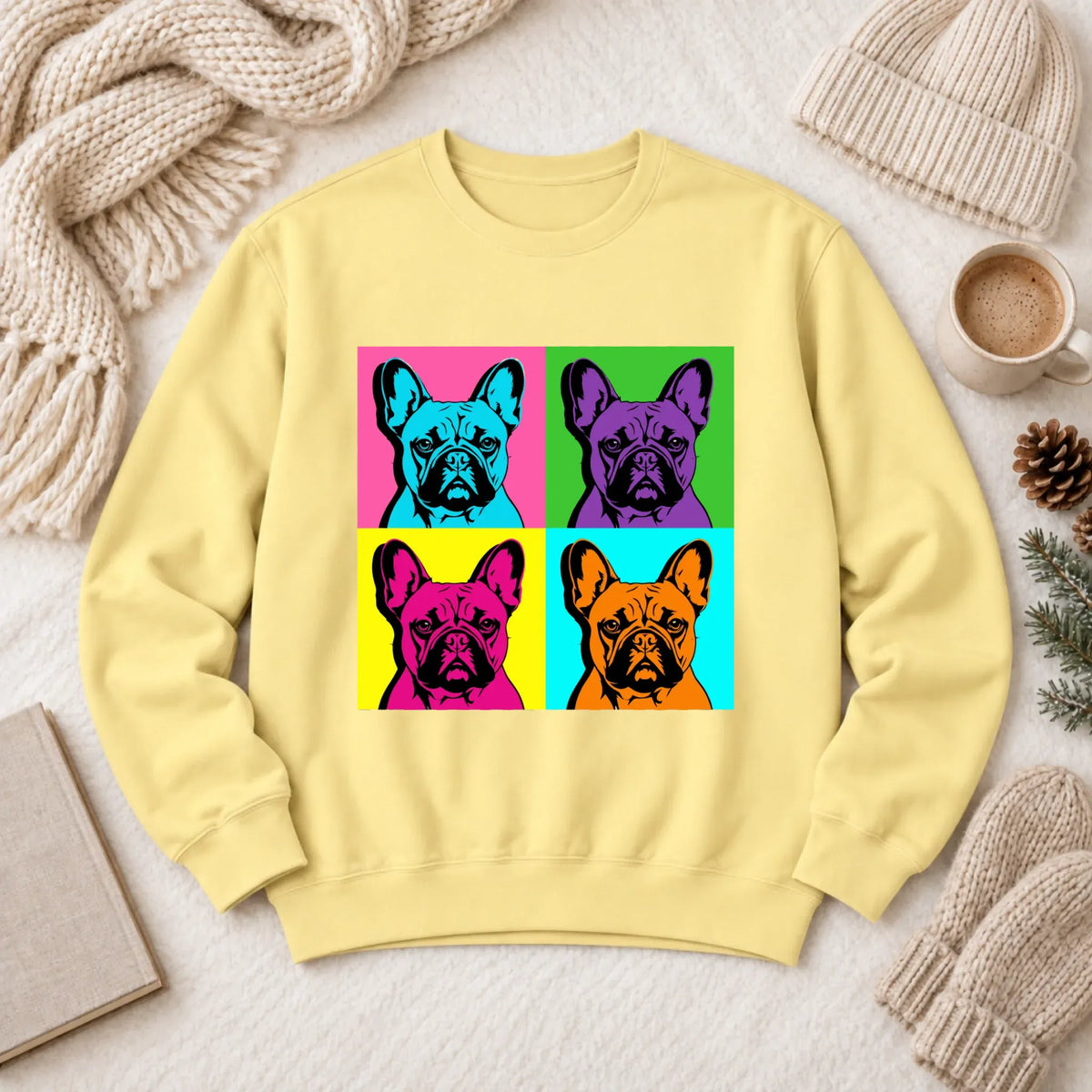 Frenchie Bulldog Pop Art Andy Unisex Sweatshirt Butter