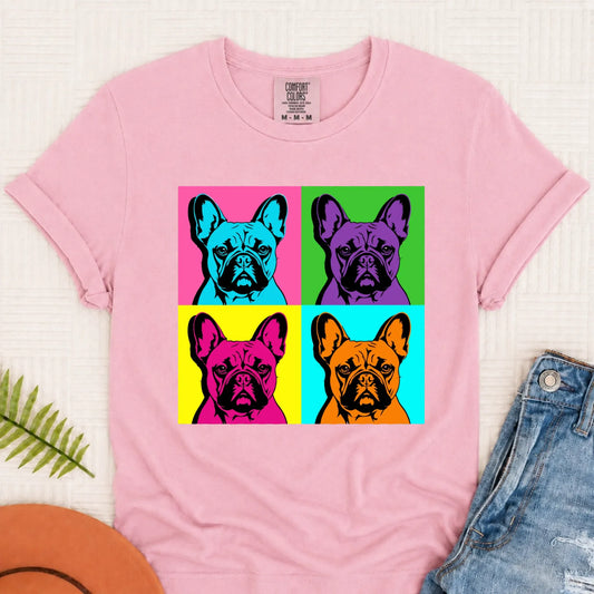 Frenchie Bulldog Pop Art Andy Unisex TShirt Blossom