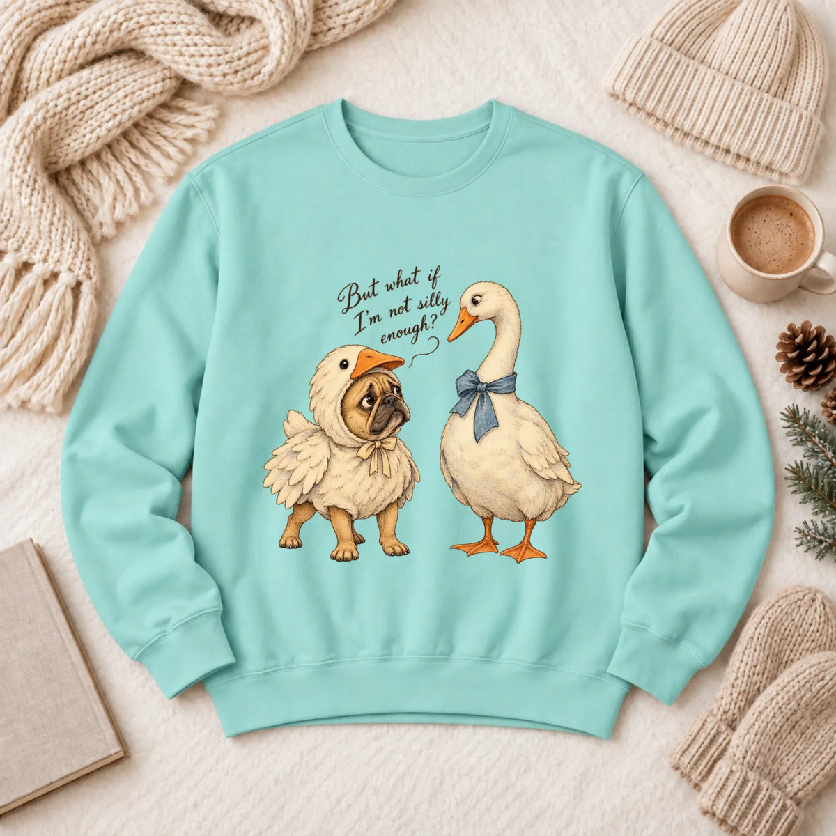 Customizer 1466 LW Sweatshirt Light / Chalky Mint / S Frenchie Bulldog Silly Goose Unisex Sweatshirt