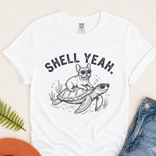 Frenchie Bulldog Turtle Ocean Unisex TShirt White