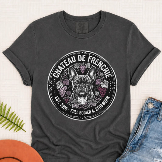 Frenchie Bulldog Wine Day Drinking Unisex TShirt Pepper