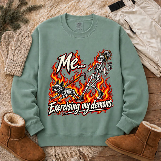 Sweatshirt Light Green / S Frenchie Funny Demons Halloween Unisex Sweatshirt