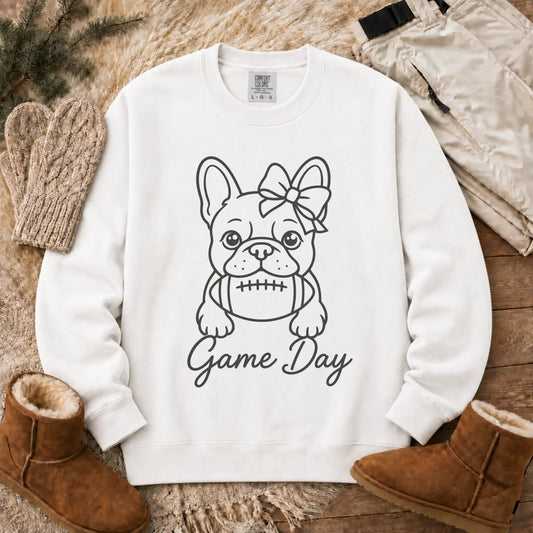 Frenchie Game Day Minimalist Unisex Sweatshirt White