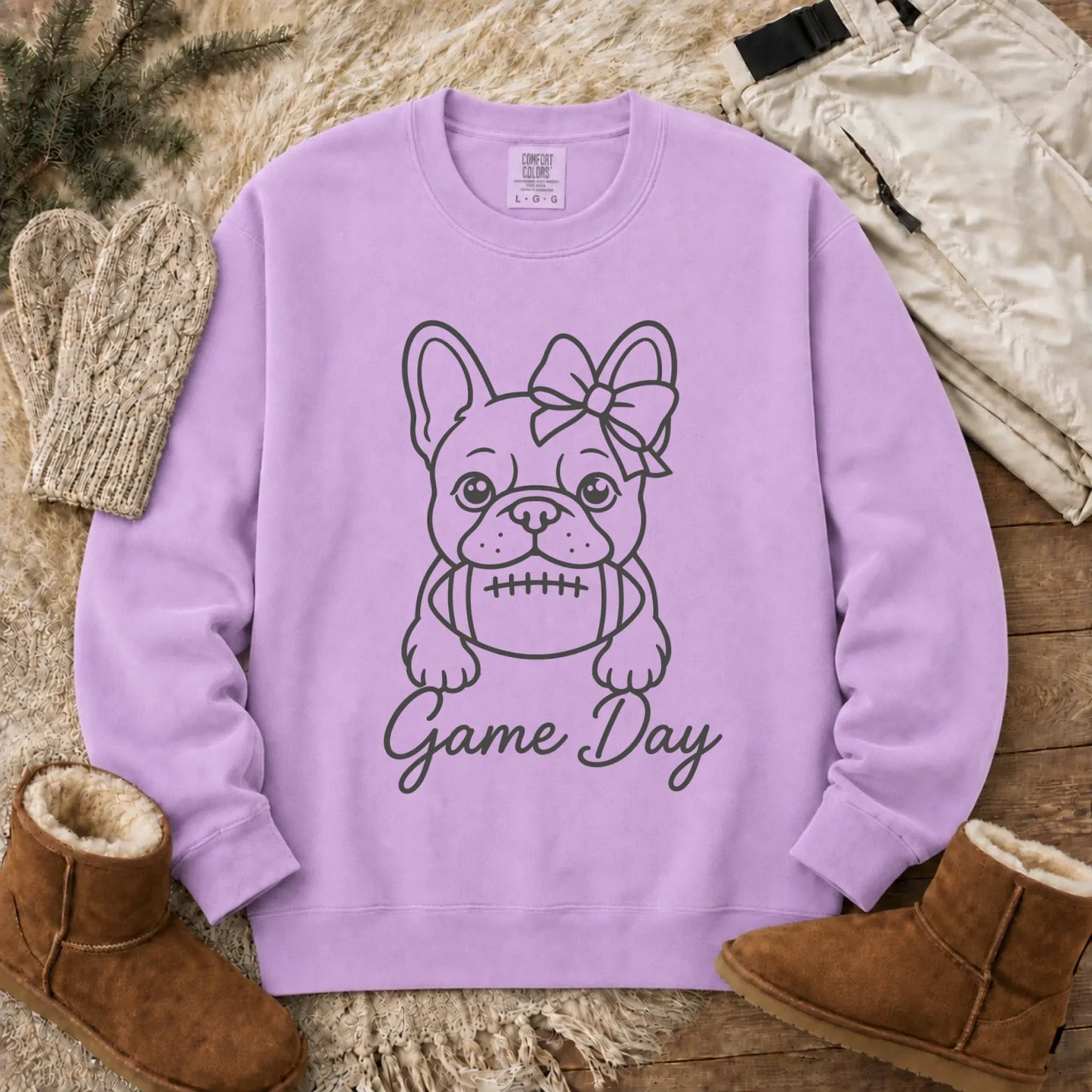 Frenchie Game Day Minimalist Unisex Sweatshirt Orchid