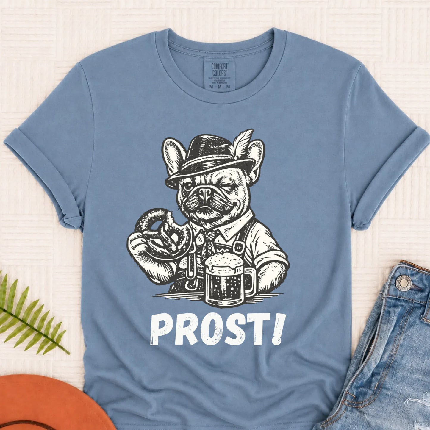 Frenchie Germany Oktoberfest Unisex TShirt Blue Jean