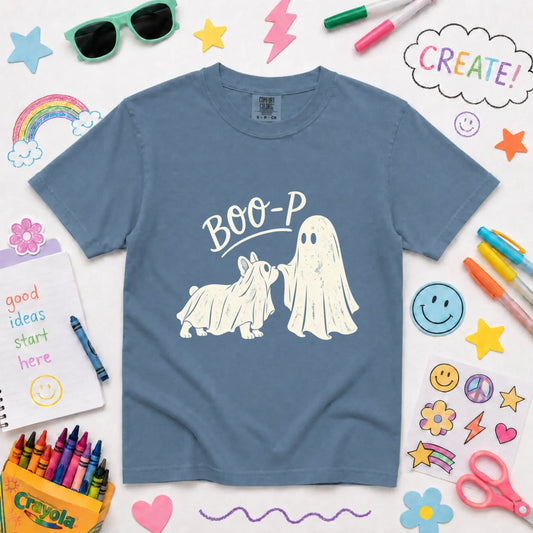 Youth Tshirt Blue Jean / XS Frenchie Halloween Boop Ghost Dog Unisex YOUTH Tshirt