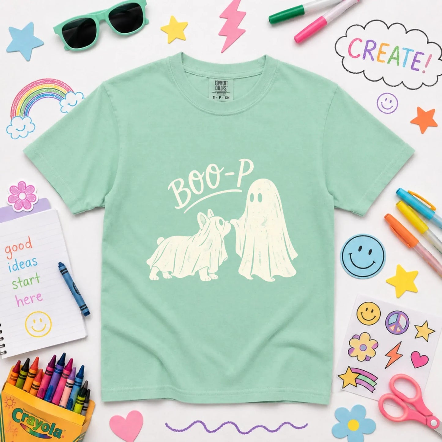 Youth Tshirt Island Reef / XS Frenchie Halloween Boop Ghost Dog Unisex YOUTH Tshirt