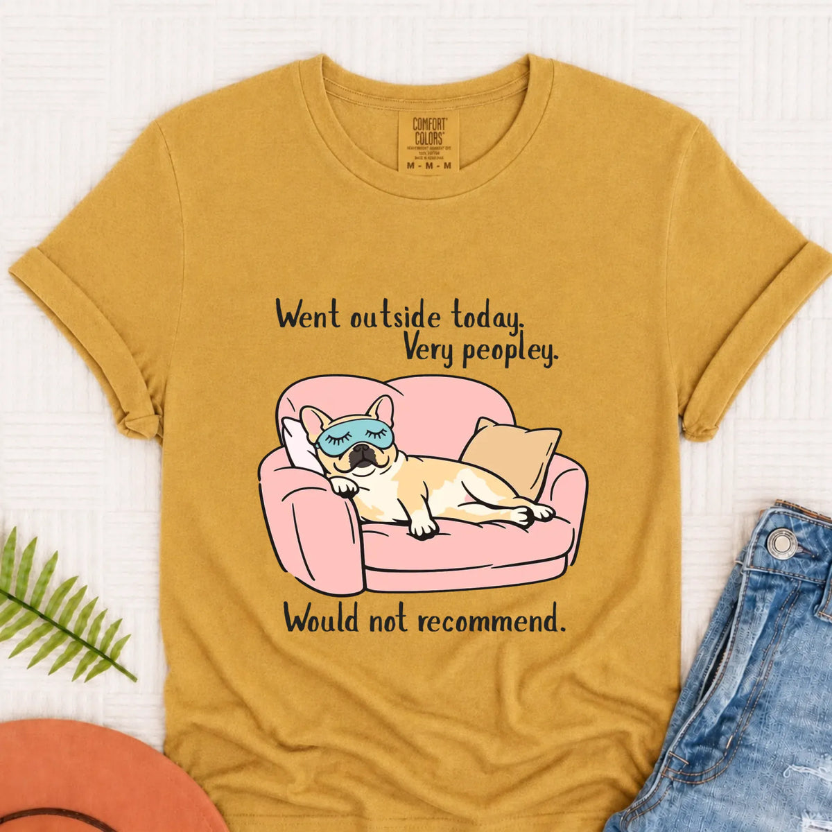 Frenchie Introvert Too Peopley Unisex TShirt Mustard