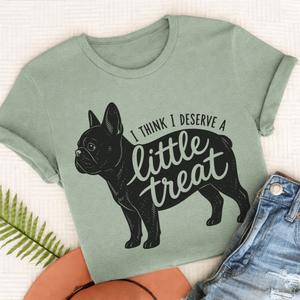 Frenchie Little Treat Unisex TShirt Comfort Colors Bay