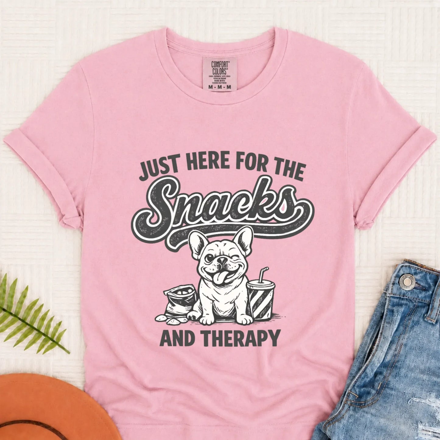 Frenchie Snacks and Therapy Unisex TShirt Blossom