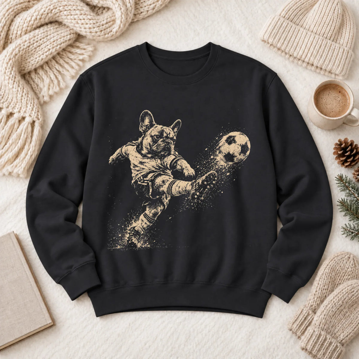 Frenchie Soccer Ball Unisex Sweatshirt Black